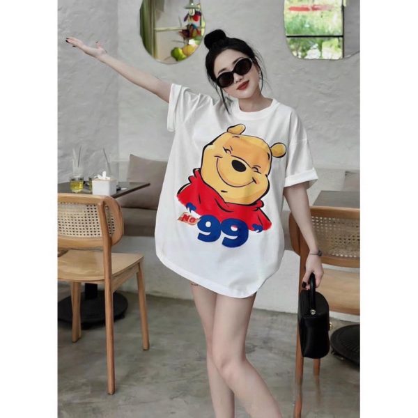 Áo Thun Oversize Gấu Pooh 99 – Trắng Basic, Cute Style - Hình ảnh 5