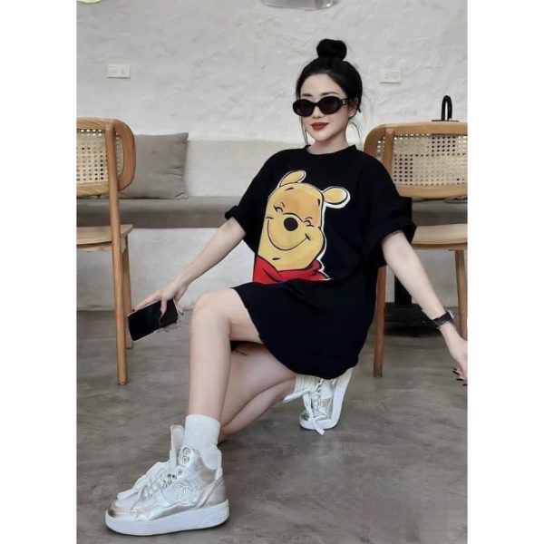 Áo Thun Oversize Gấu Pooh 99 – Trắng Basic, Cute Style - Hình ảnh 3