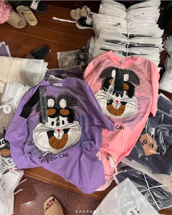 Áo phông cotton 4 chiều mát form rộng thêu hình - Hình ảnh 5