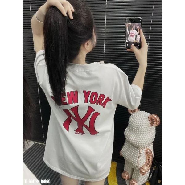 Áo thun nam nữ chữ NY NEW form rộng tay lỡ chất mát - Hình ảnh 3