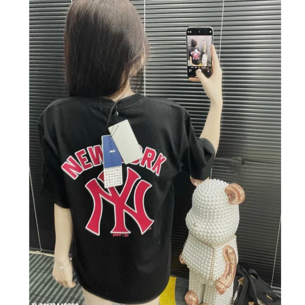 Áo thun nam nữ chữ NY NEW form rộng tay lỡ chất mát - Hình ảnh 2