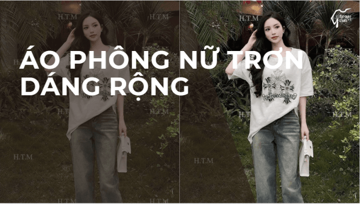 Áo phông nữ trơn dáng rộng