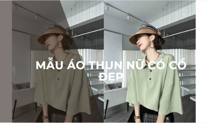 Mẫu áo thun nữ có cổ đẹp